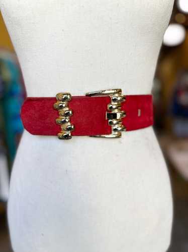 Gold and Red Leather Belt