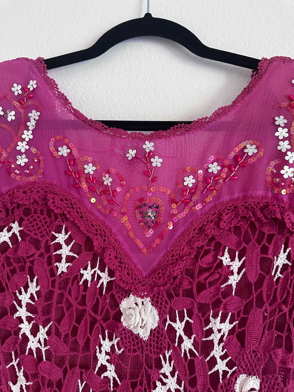 Vintage Floral Crochet Dress - image 12