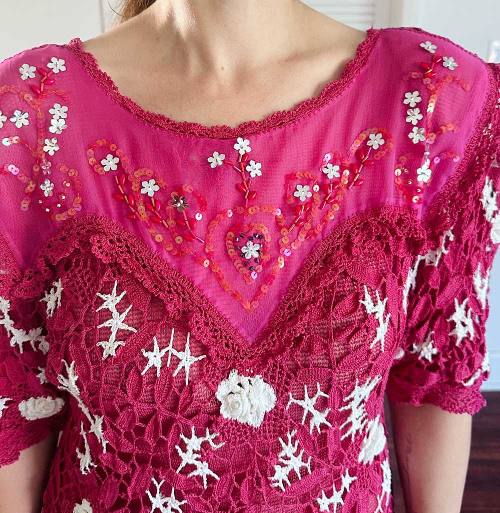 Vintage Floral Crochet Dress - image 8