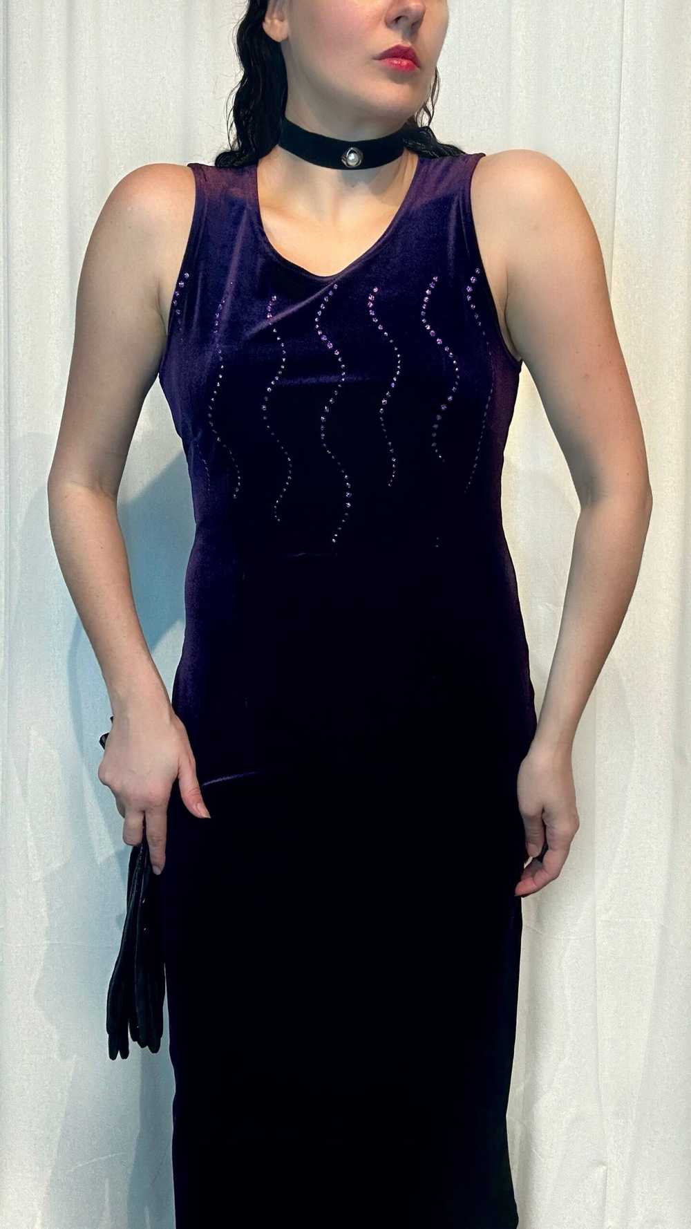 Stretchy dark purple dress - image 2