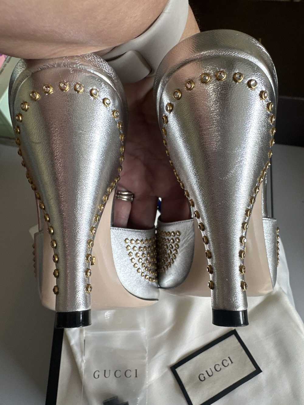 Gucci Gucci Metallic Cone Slide Heels - image 10