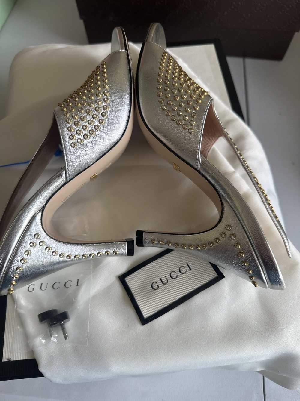 Gucci Gucci Metallic Cone Slide Heels - image 3