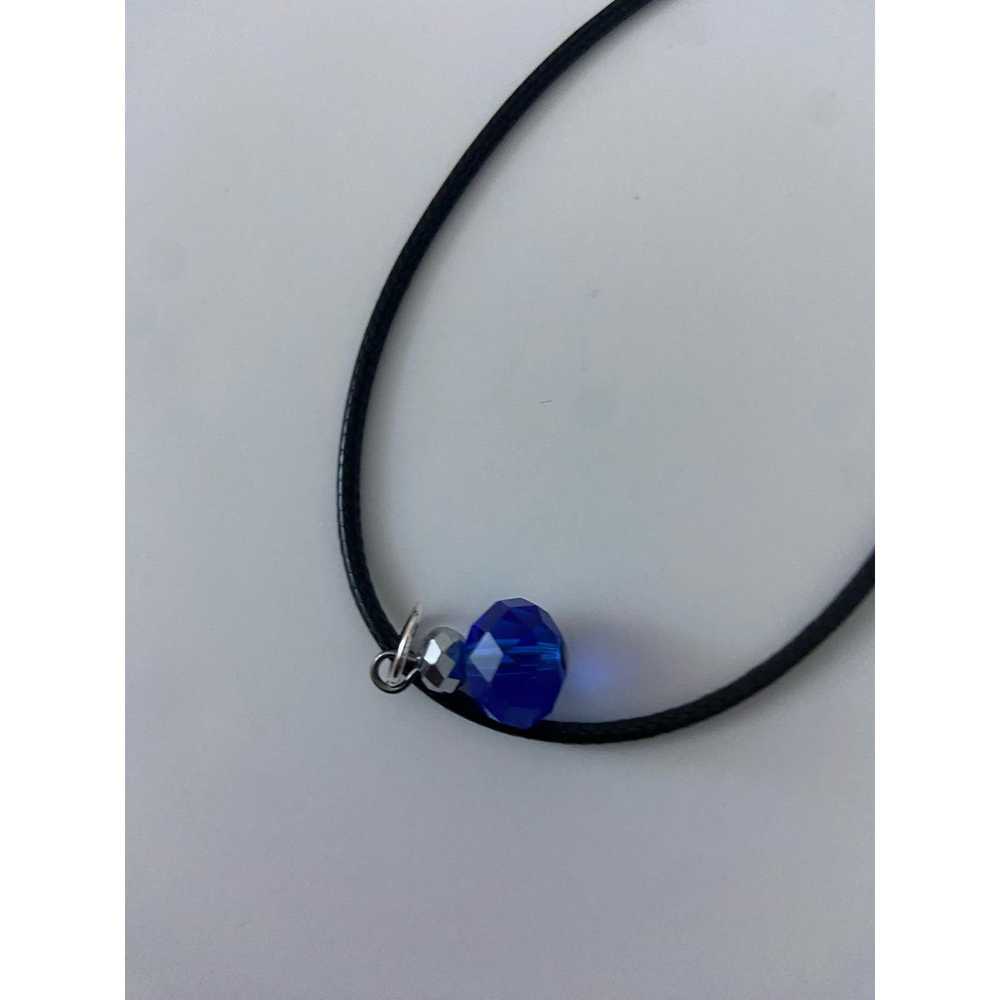 Handmade Upcycled silver and blue glass bead pend… - image 4