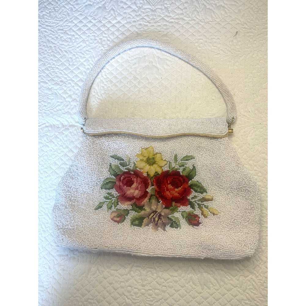 Vintage Needlepoint Roses Beaded Handbag Magnetic… - image 11