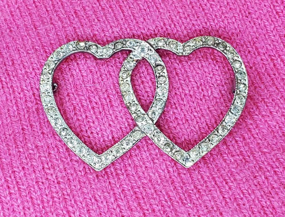 Vintage Sterling Intertwined Double Hearts Sterli… - image 1