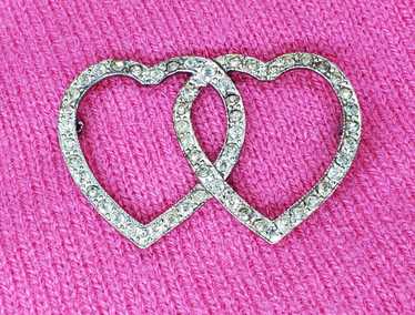 Vintage Sterling Intertwined Double Hearts Sterli… - image 1