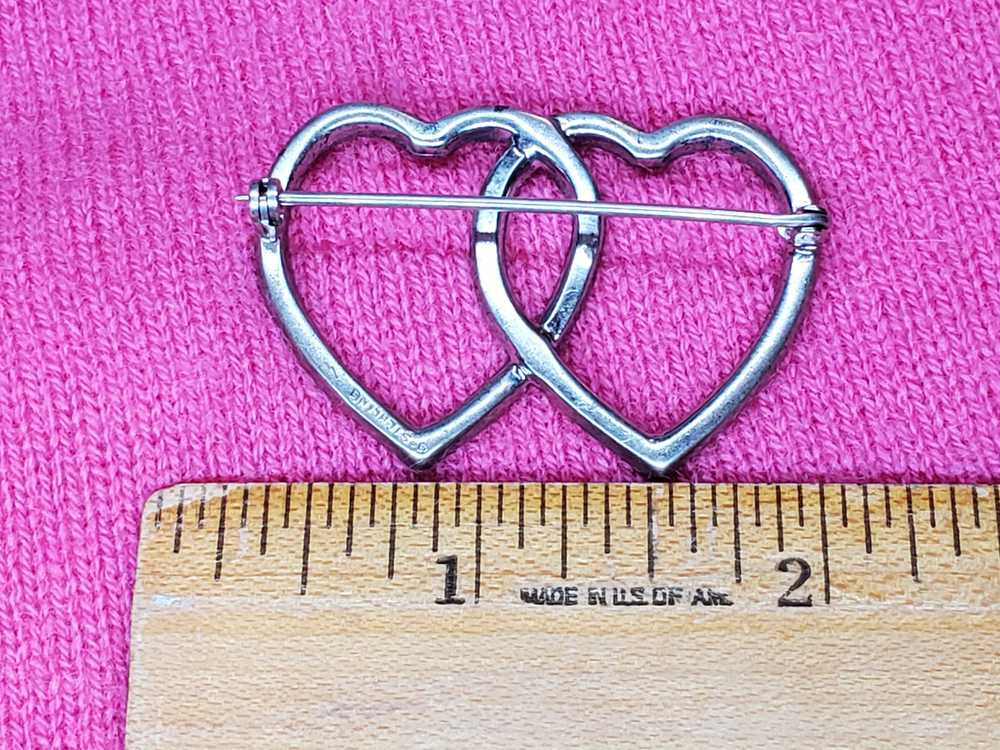 Vintage Sterling Intertwined Double Hearts Sterli… - image 2