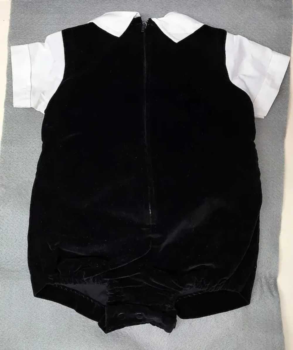 1970s Baby Boy Fancy Velvet Romper Shorts and Tux… - image 2