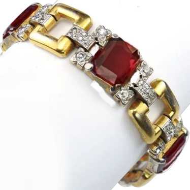 TRIFARI 'Alfred Philippe' Gold Pave and Ruby Red C