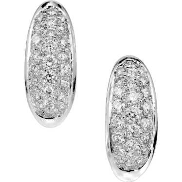 2.00 cts Diamond Pavé 18 Karat White Gold Hoop Ea… - image 1