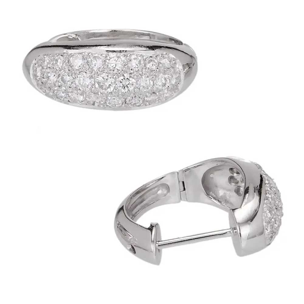 2.00 cts Diamond Pavé 18 Karat White Gold Hoop Ea… - image 2