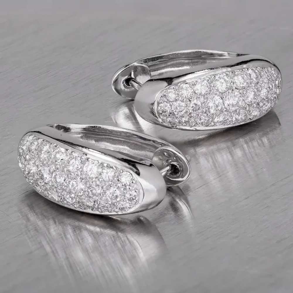 2.00 cts Diamond Pavé 18 Karat White Gold Hoop Ea… - image 5