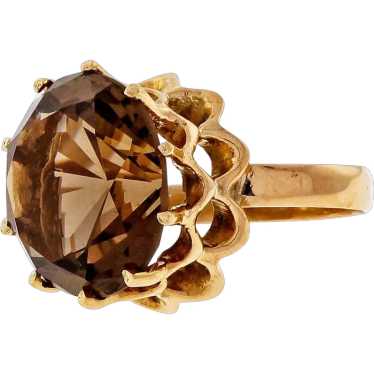 5.00ct Smoky Quartz 14k Yellow Gold Cocktail Ring - image 1