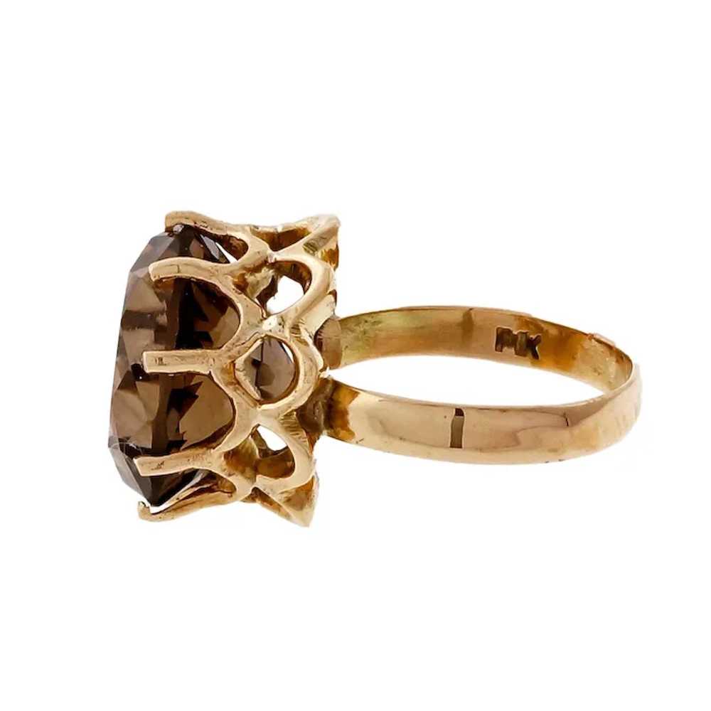 5.00ct Smoky Quartz 14k Yellow Gold Cocktail Ring - image 3