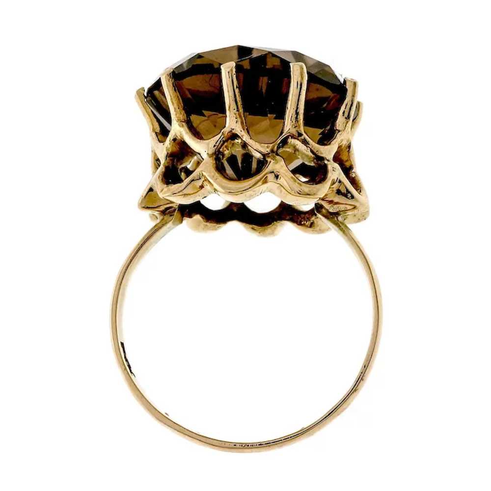 5.00ct Smoky Quartz 14k Yellow Gold Cocktail Ring - image 4