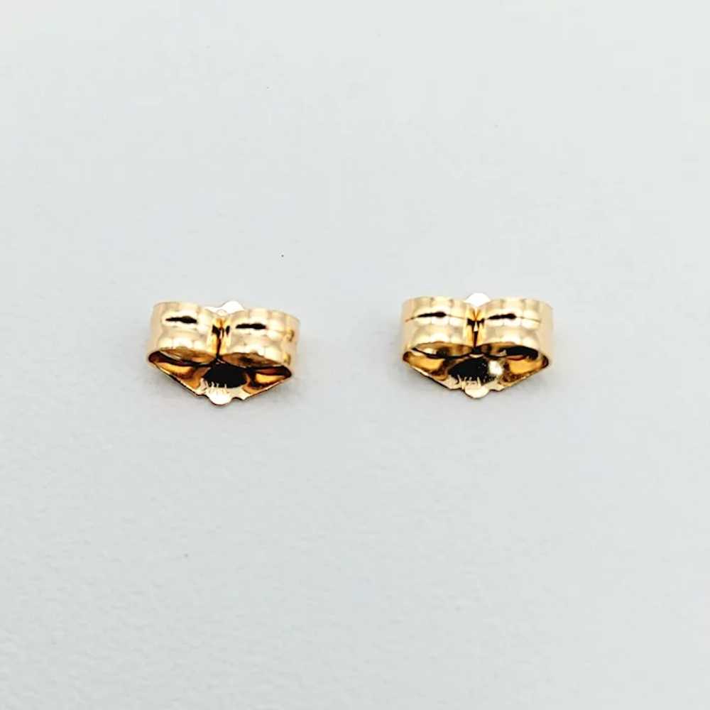 14K Gold Swiss Blue Topaz Cabochon Earrings - image 6