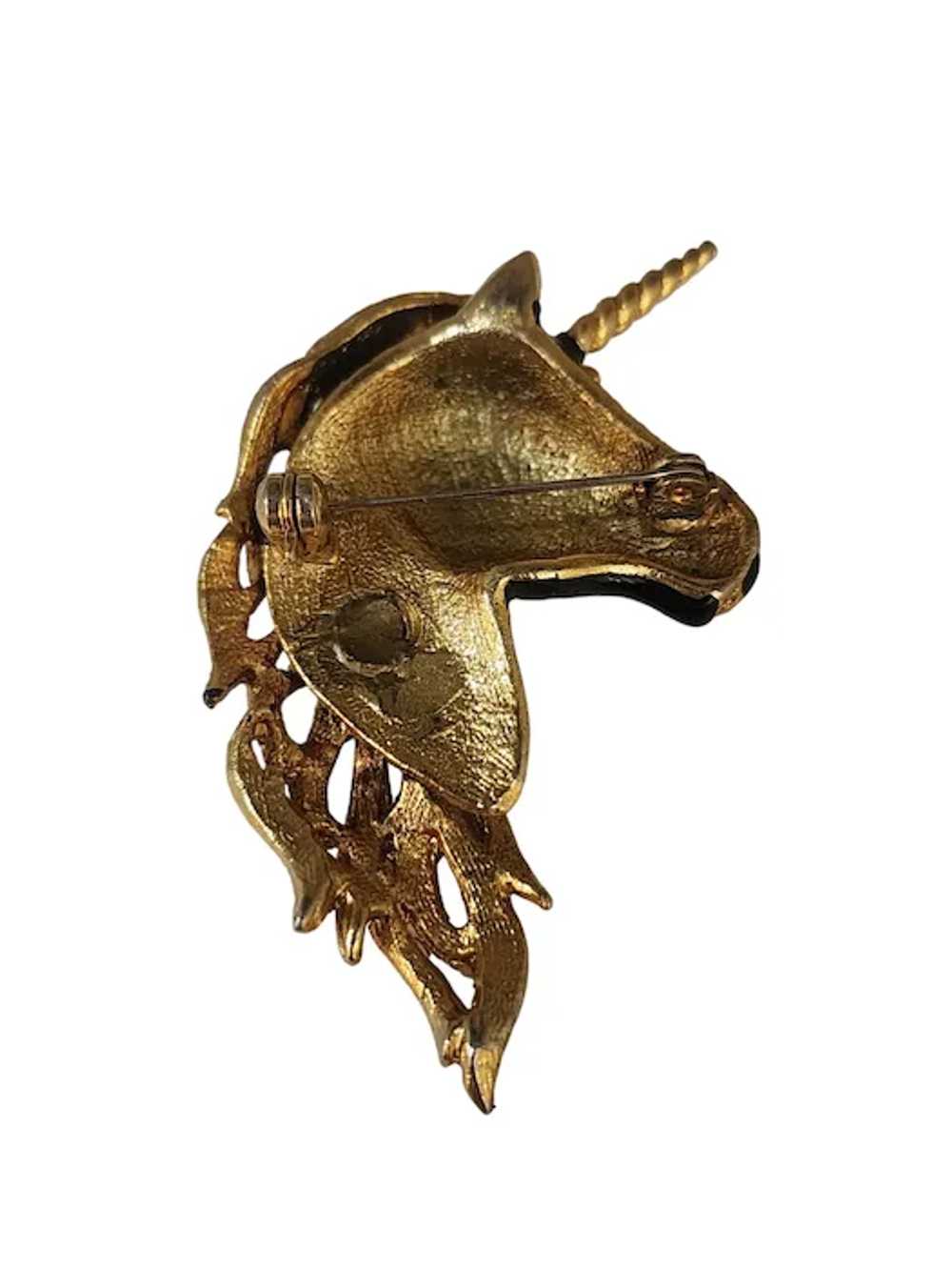 Vintage Enameled Designer Quality Unicorn Brooch … - image 2