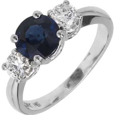 Sapphire Diamond 14k White Gold Engagement Ring