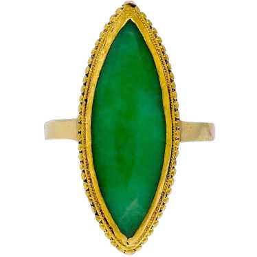 GIA Certified Marquise Natural Jade 24k Yellow Go… - image 1