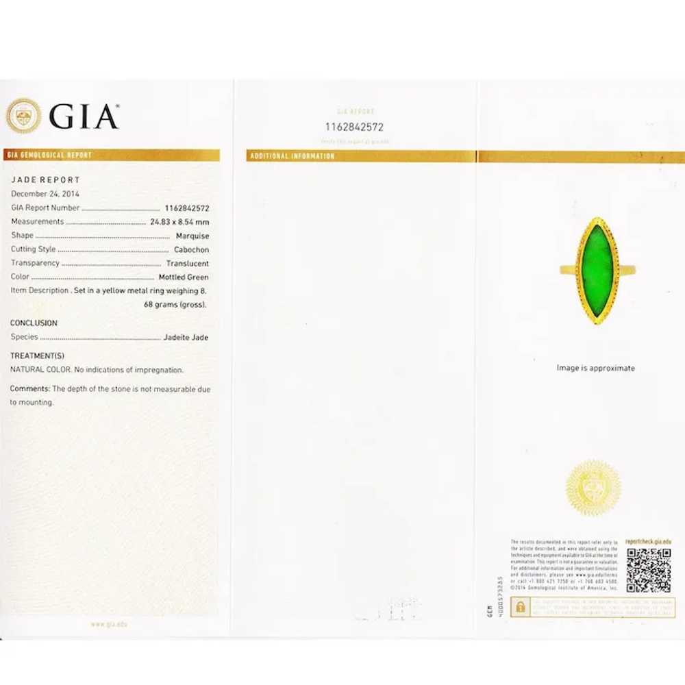 GIA Certified Marquise Natural Jade 24k Yellow Go… - image 7