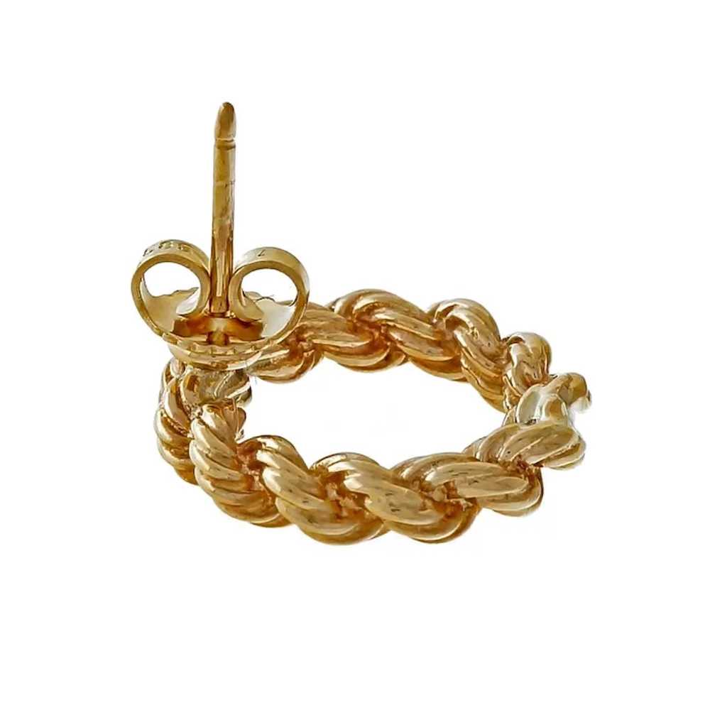 14k Yellow Gold Solid Rope Chain Open Circle Earr… - image 3