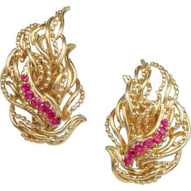 Tiffany & Co. Flame Ruby 18k Yellow Gold Earrings