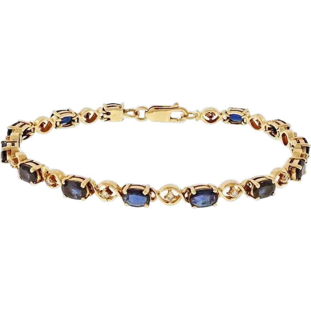 Oval Sapphire Diamond 14 Karat Yellow Gold “XO” T… - image 1