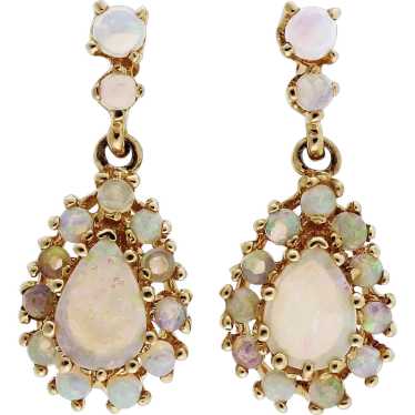 Opal 14 Karat Yellow Gold Dangle Earrings