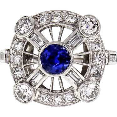 Sapphire Diamond Circle Platinum Ring