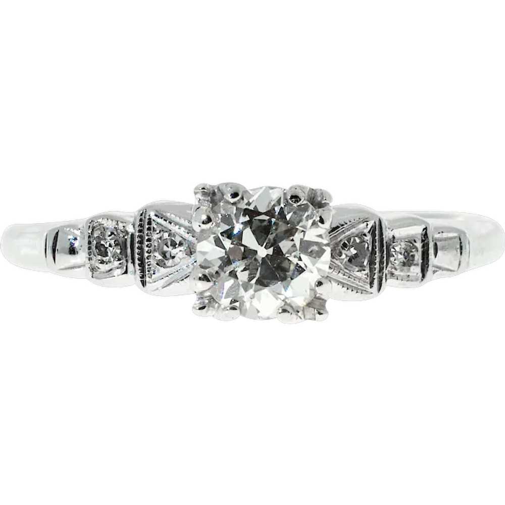 Art Deco .50 Diamond European Cut 14 Karat White … - image 1