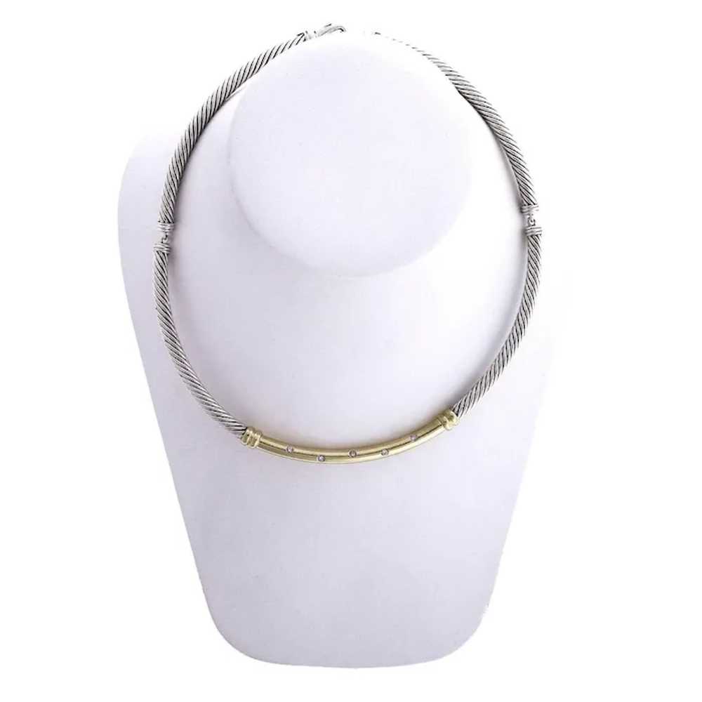 David Yurman Metro Choker Diamond Silver 14k Yell… - image 3