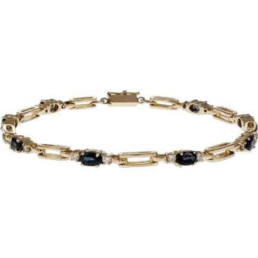 .40 Carat Sapphire Diamond 14k Yellow Gold Bracele