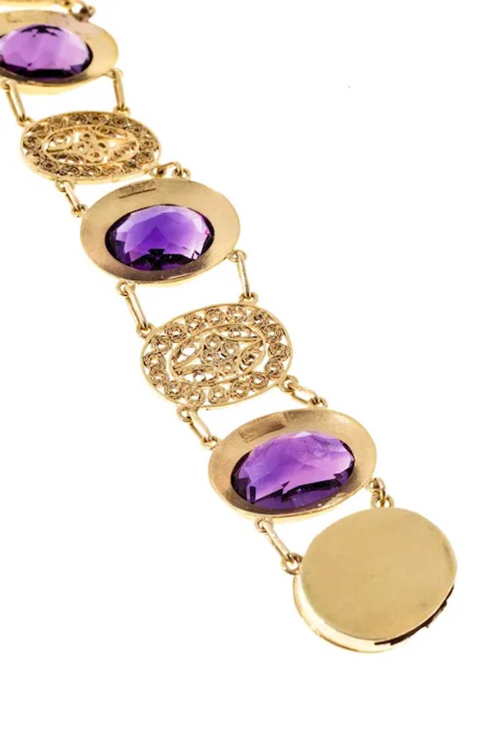 Amethyst Filigree 14 Karat Gold Bracelet - image 3