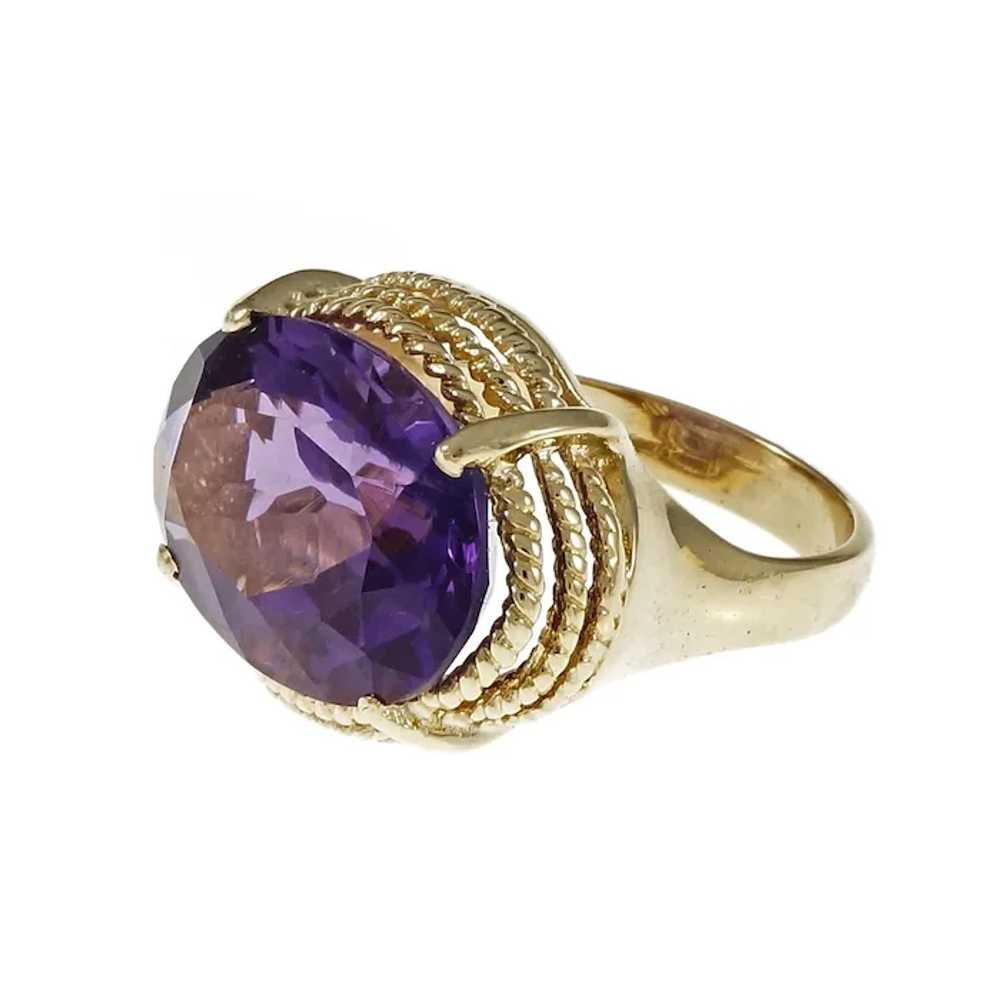 1960s Amethyst Ring Twisted Wire 14k Yellow Gold … - image 2