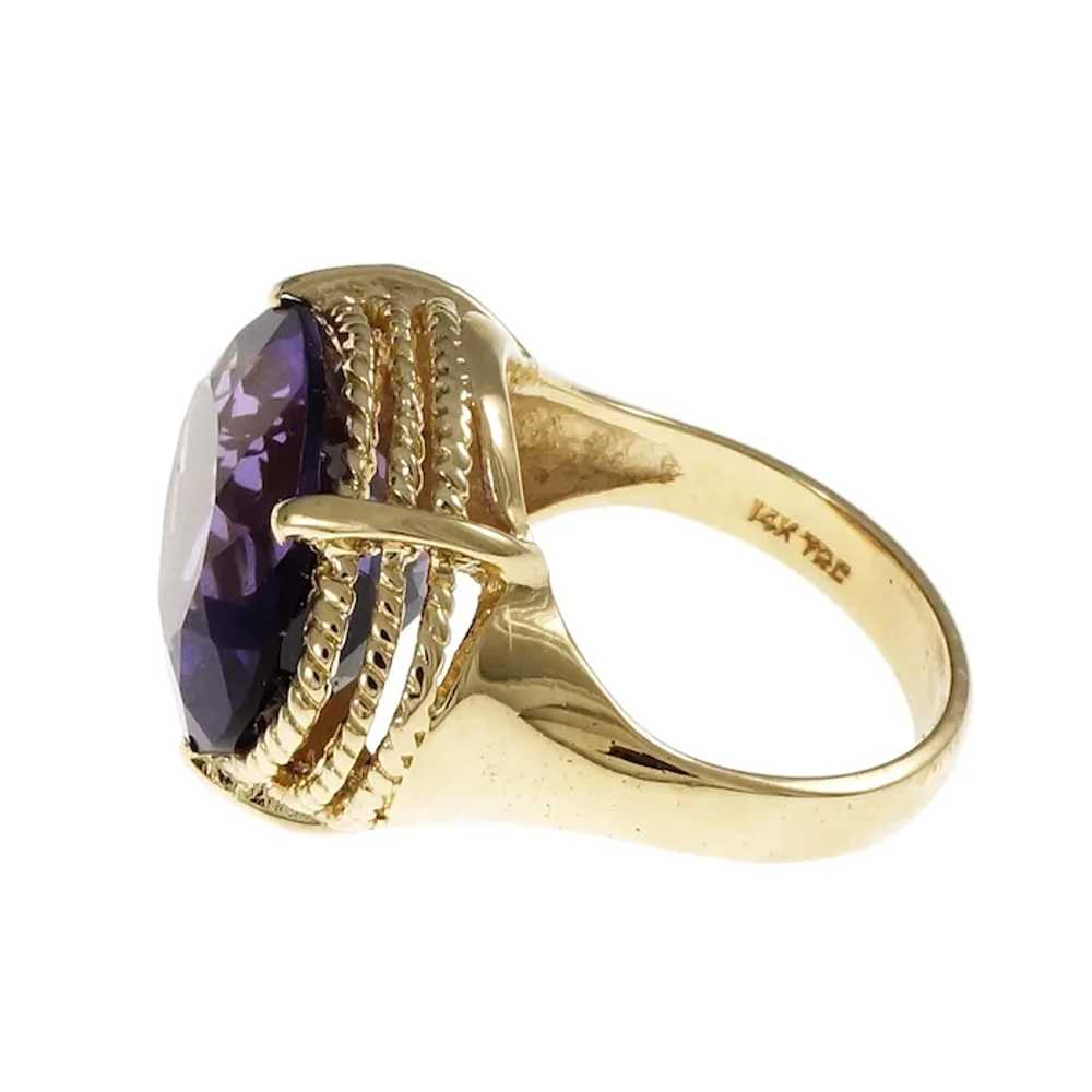 1960s Amethyst Ring Twisted Wire 14k Yellow Gold … - image 3