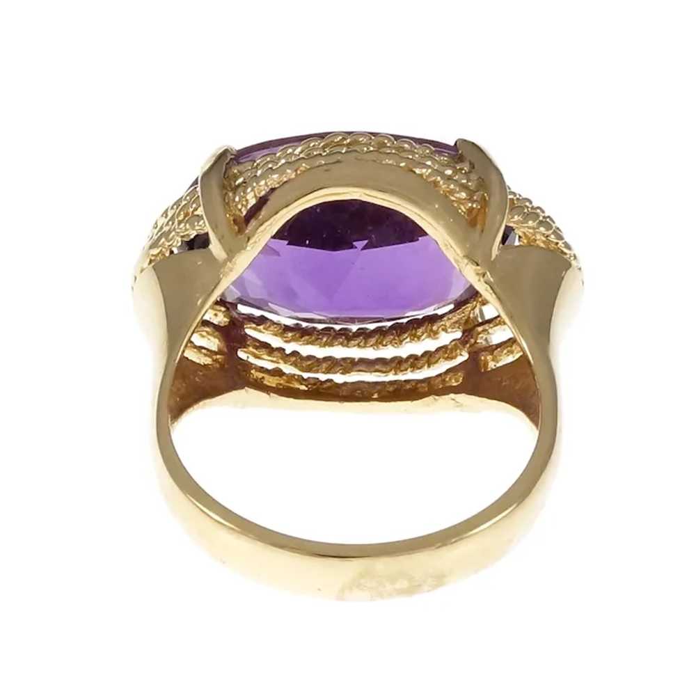 1960s Amethyst Ring Twisted Wire 14k Yellow Gold … - image 4