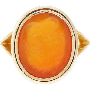 Carnelian Hardstone Intaglio Style 14k Yellow Gol… - image 1