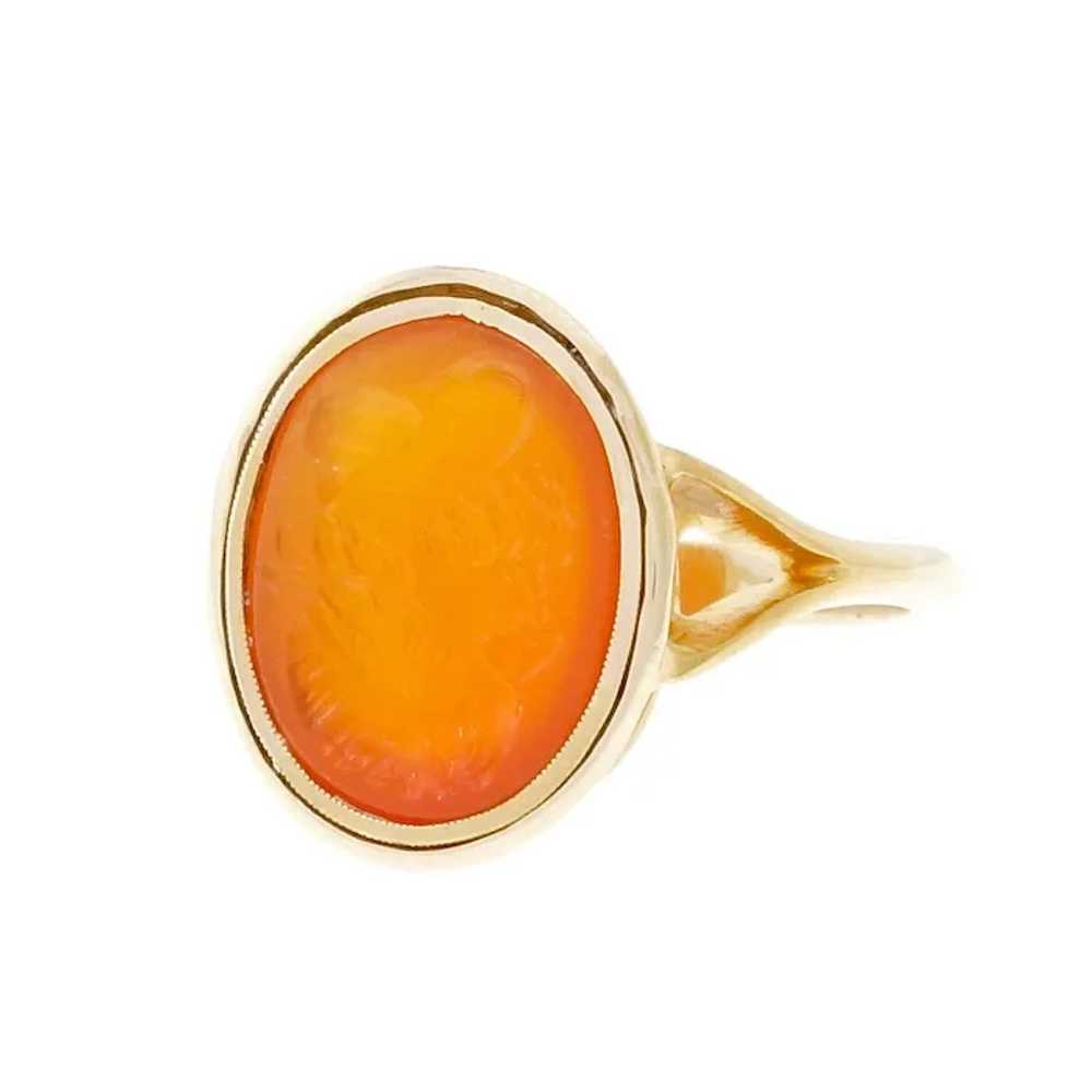 Carnelian Hardstone Intaglio Style 14k Yellow Gol… - image 2