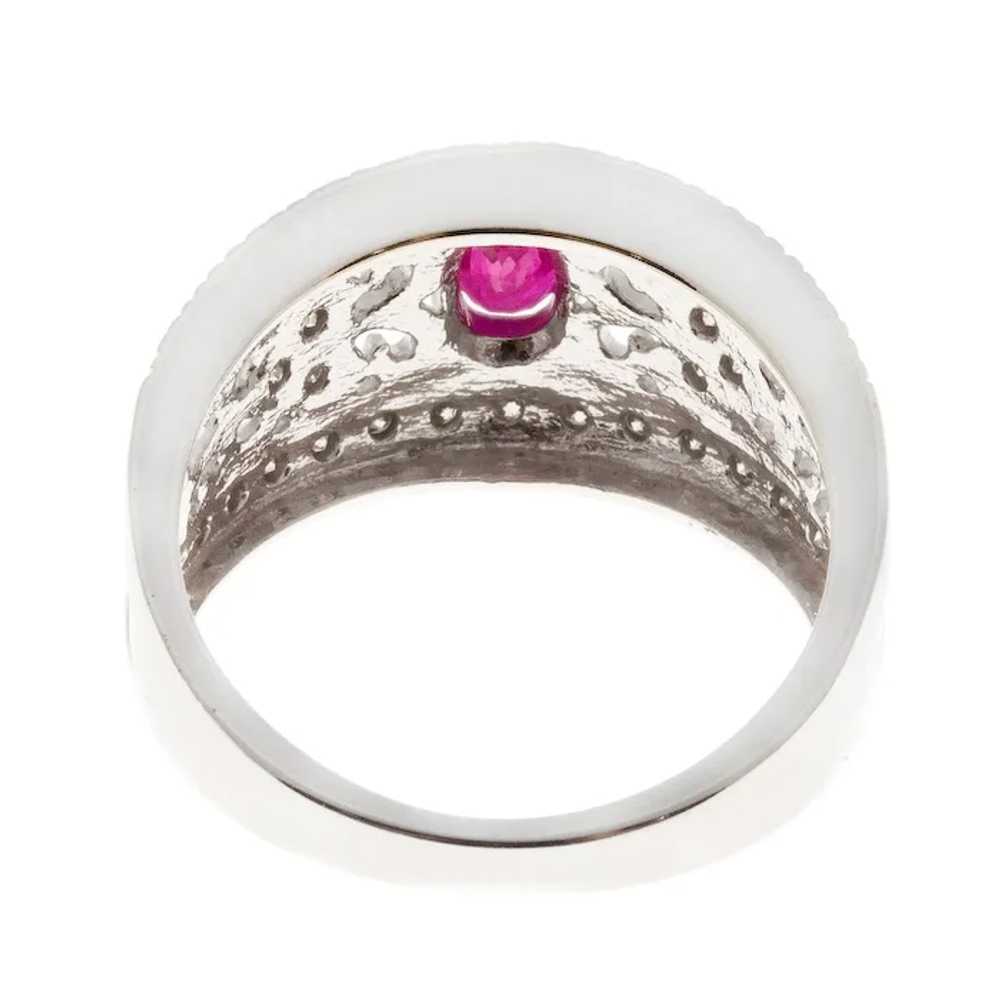 Oval Red Ruby Round Diamond 14 Karat White Gold P… - image 3