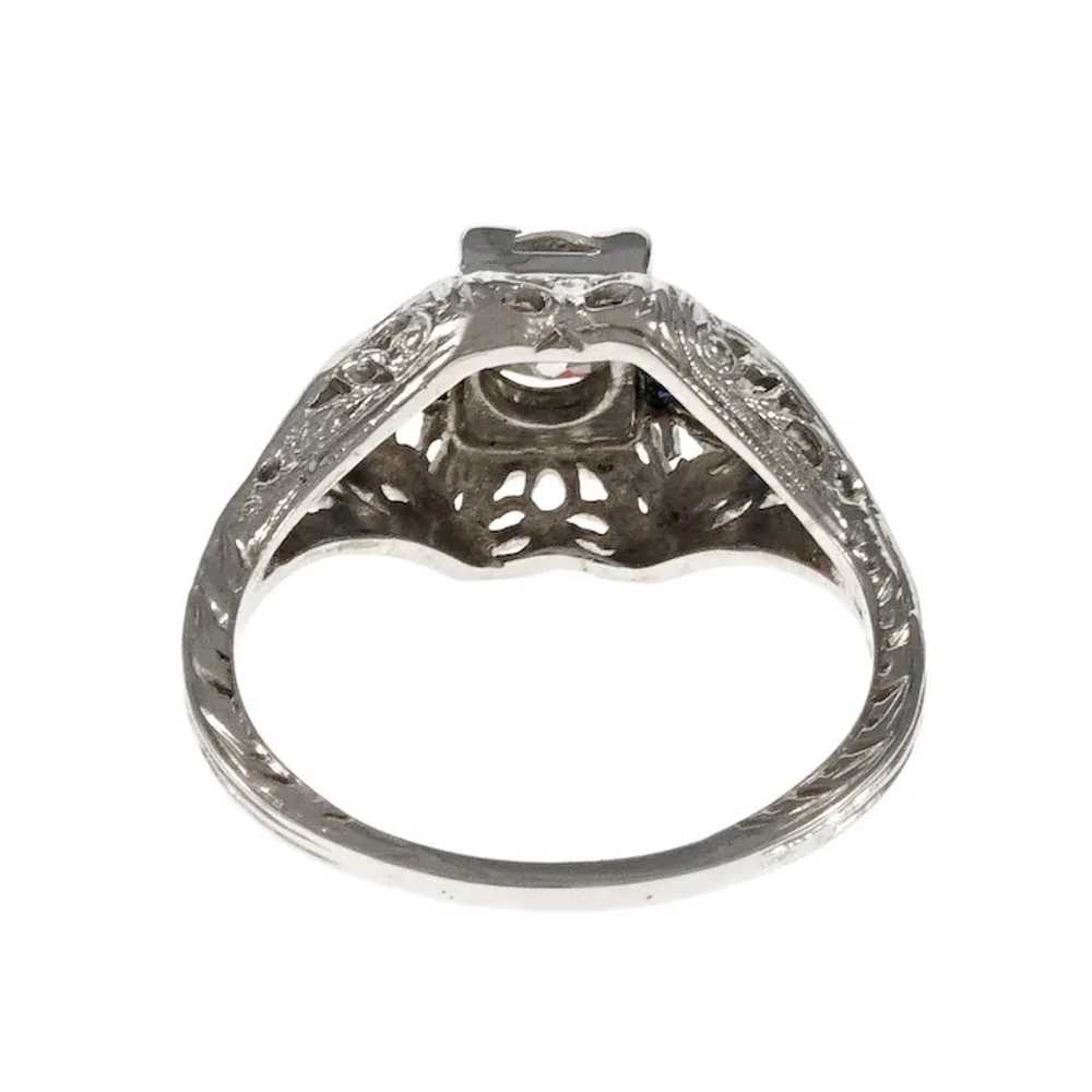 Old Mine Diamond 18k White Gold Filigree Engageme… - image 6