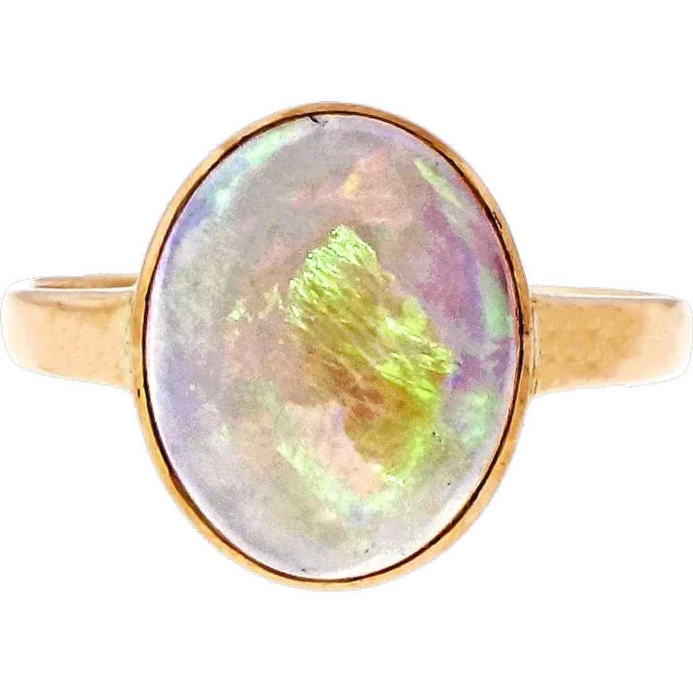 Oval Opal 18k Rose Gold Cabochon Ring - image 1