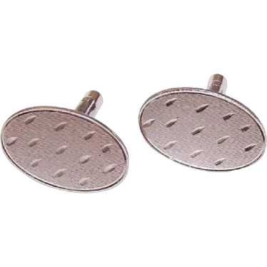 Sterling Silver Oval Cufflinks with Notched Design