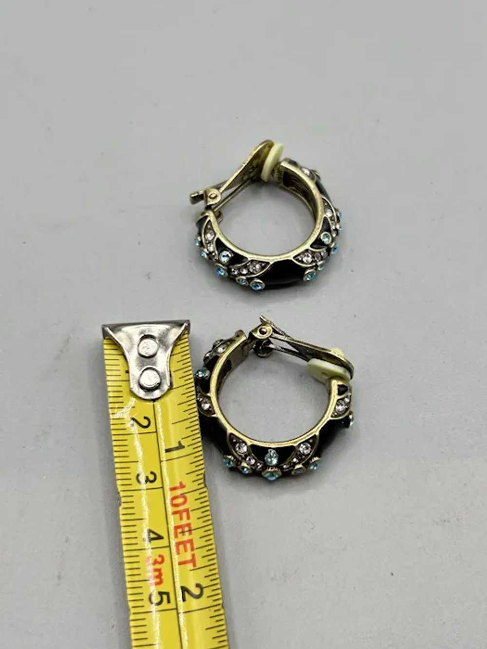 Heidi Daus Newport Chic Clips Earrings Black Enam… - image 9