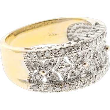 Pave Diamond Pierced 14 Karat White Gold Band Ring