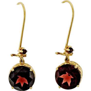Red Garnet 14 Karat Rose Gold Dangle Earrings