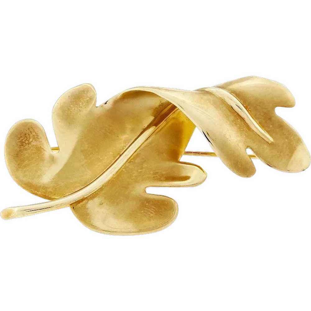Tiffany & Co. 18k Yellow Gold Oak Leaf Pin Brooch - image 1