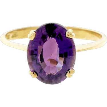 Oval Purple Amethyst 18k Yellow Gold Cocktail Ring