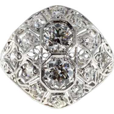 Art Deco Diamond Dome Platinum Engagement Ring