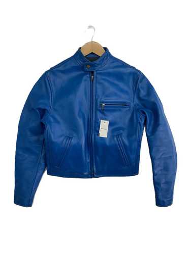 Men's Nepenthes Single Rider Jacket/Leather/Blu/Pl