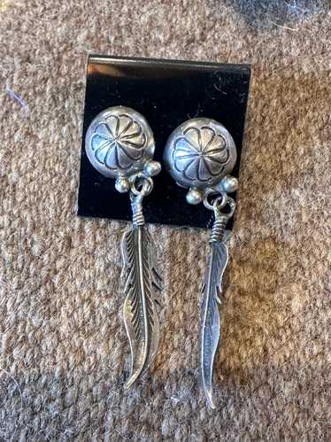 Feather & Concho Sterling Silver Earrings